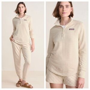 Vineyard Vines Dreamcloth Relaxed Shep Shirt Half Zip Pullover Oatmeal Heather